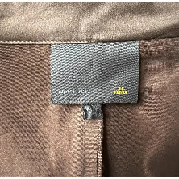 Fendi Brown Front Wrap Collared Jacket